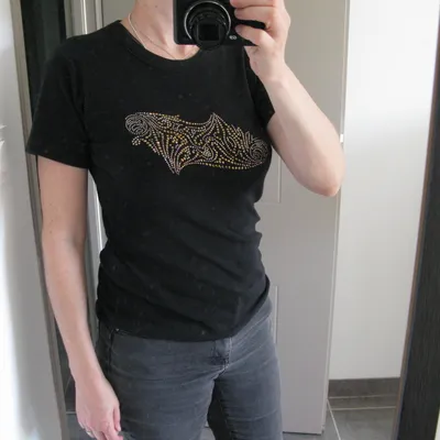 petit bateau T shirt paillettes 18 ans 38 M 100% coton noir